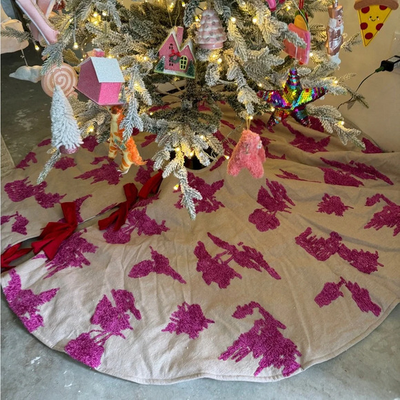 Anthropologie Bows Dorsey Tree Skirt Velvet embroidered large holiday Christmas - Picture 6 of 7